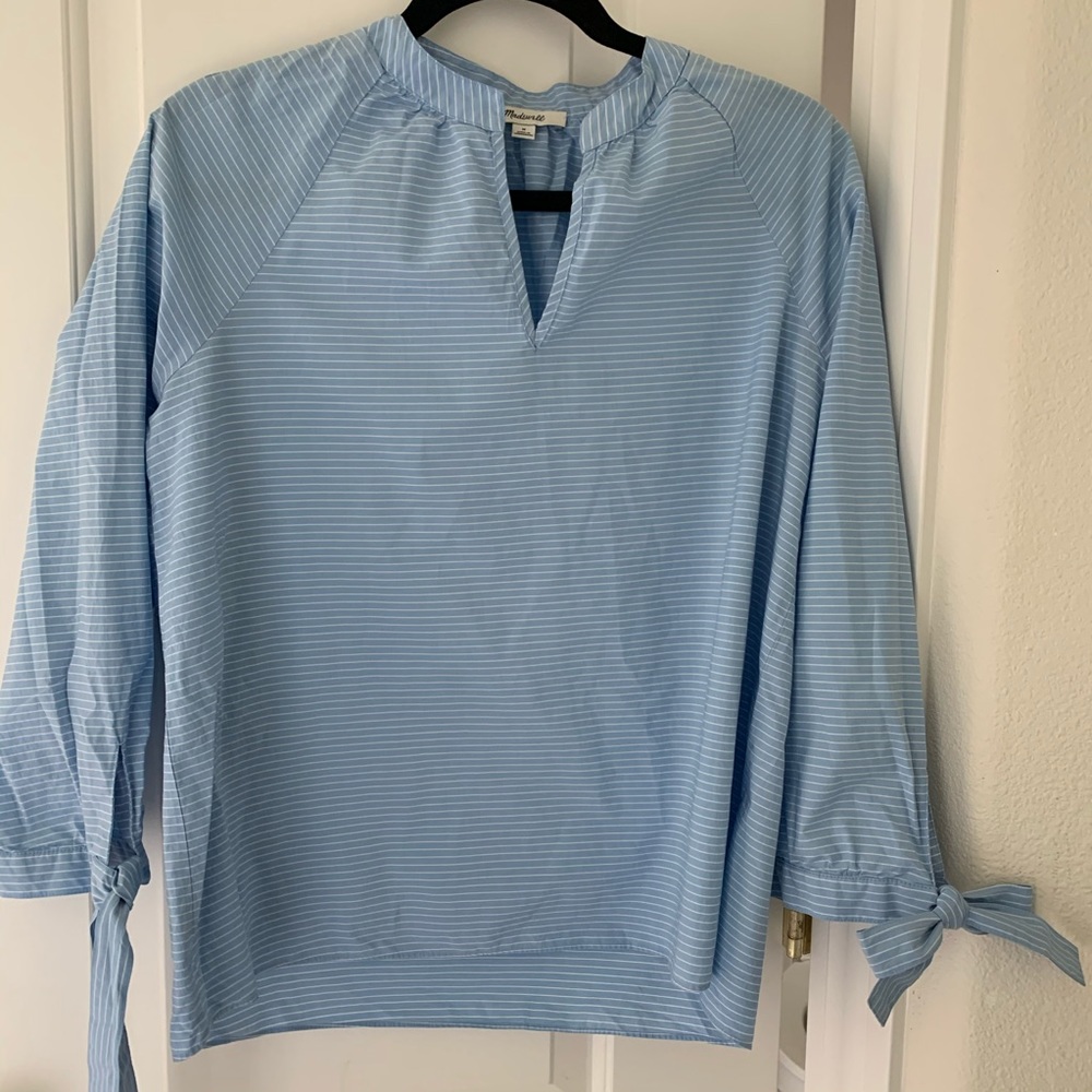 Madewell tie sleeve stripe top